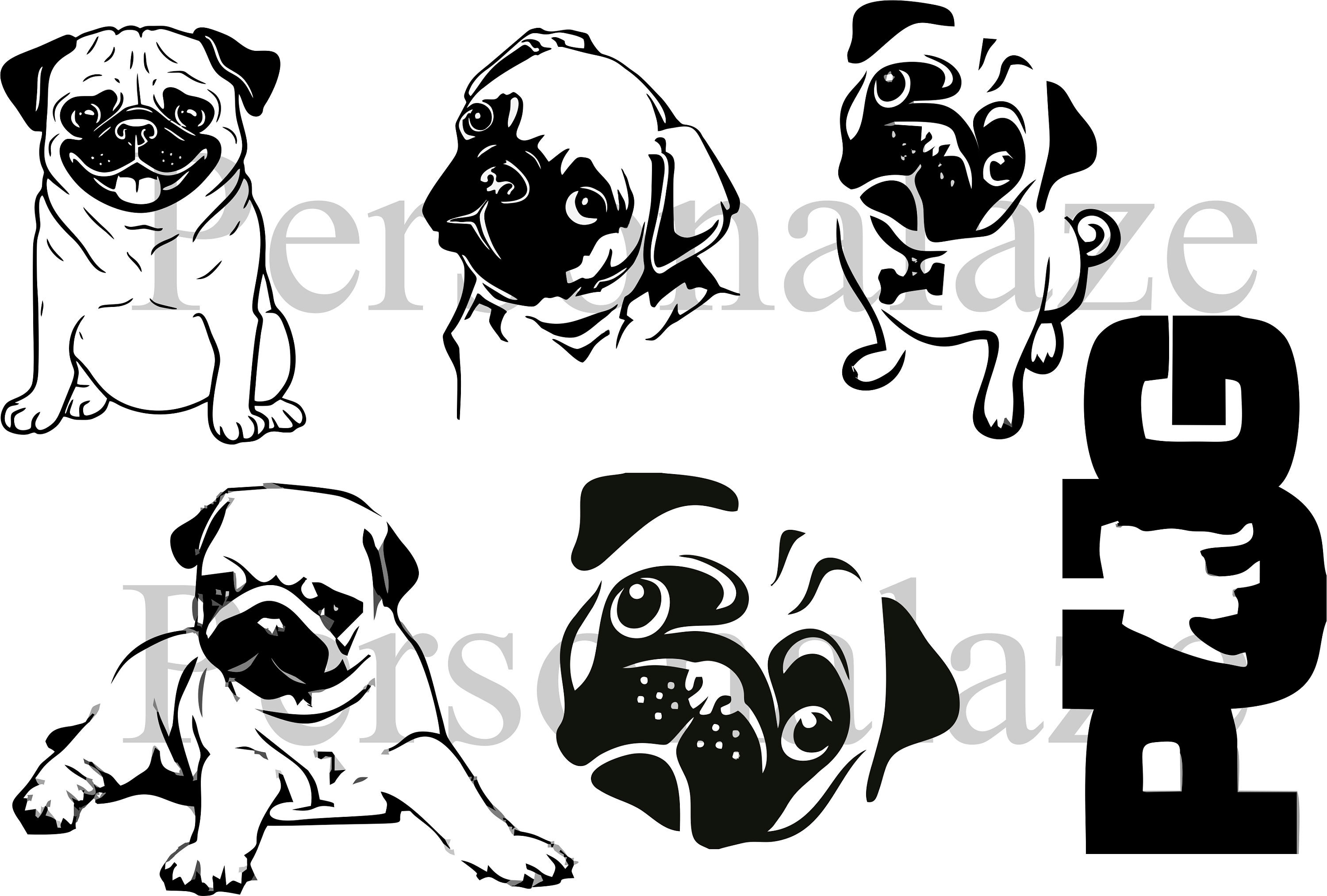 Pug Svg Cute Pug Svg Pug Cut Files for Silhouette Cameo - Etsy Australia