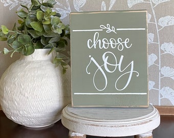 Choose Joy | Hand Painted Sign | Solid Wood Block | Original Design | Freestanding