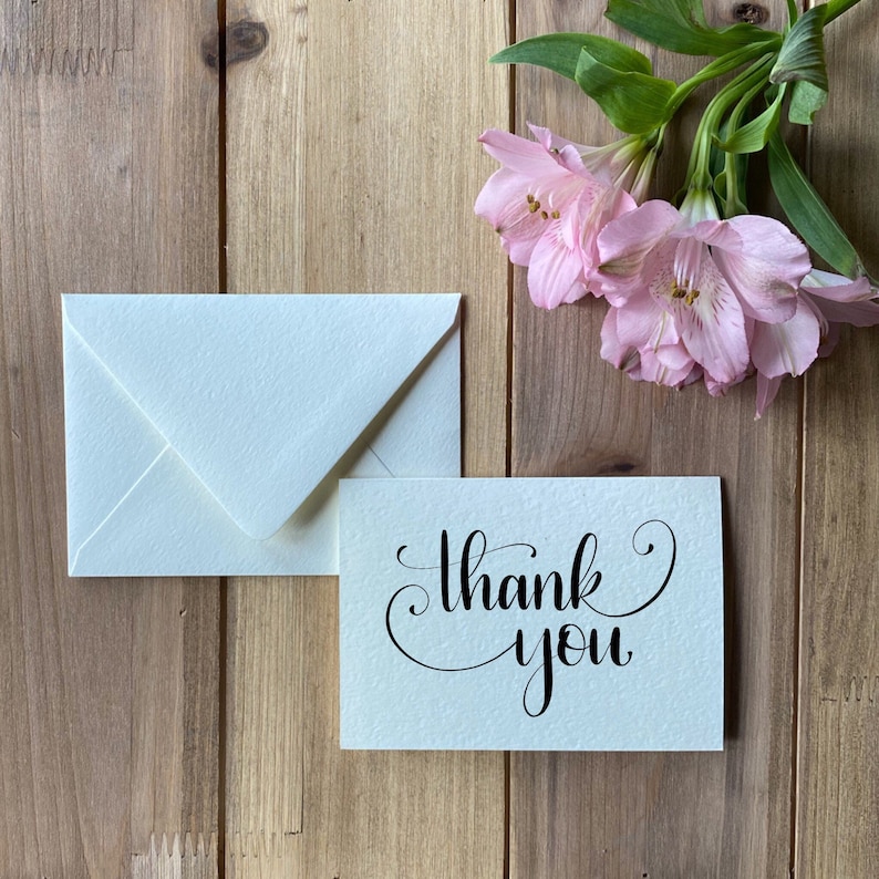Thank You Notecards Hand Lettered Modern Calligraphy 10-Card Set image 1