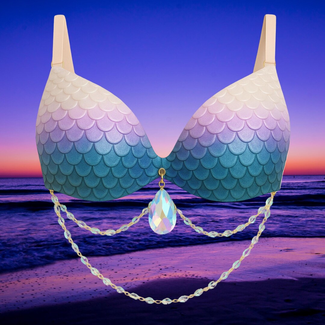 Custom Mermaid Rave Top – Scaled Festival Outfit With Beaded Draping ...
