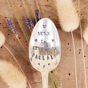 Engraved teaspoon Will you be my Godfather - Baptism gift - Personalized request - Vintage gift for godfather