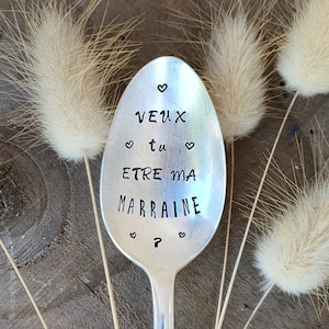 Engraved teaspoon Will you be my Godmother - Baptism gift - Personalized request - Vintage gift for godmother