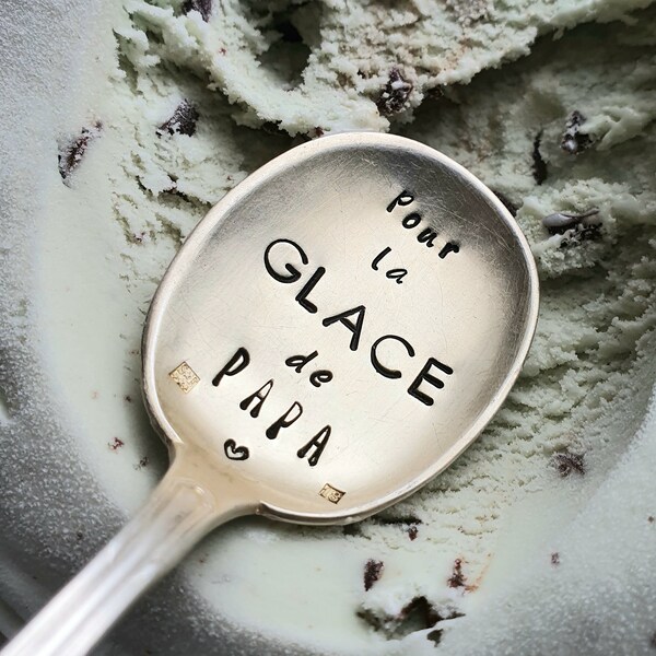 Cuillère à glace gravée Pour la Glace de Papa - Cadeau gourmand pour papa - Cadeau vintage fête des pères - Crème glacée