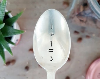 Engraved teaspoon 1+1=3 - Pregnancy announcement - Future dad