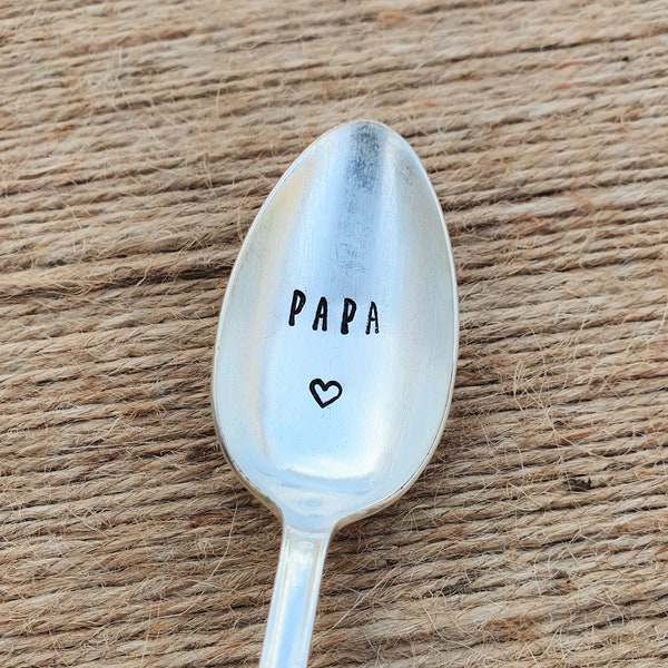 Cuillère à café gravée Papa - Motif coeur