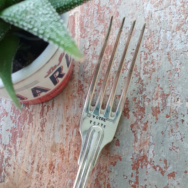 Vintage vork om aan te passen - Zilveren metalen vork - Aanpasbare tekst - Origineel cadeau-idee