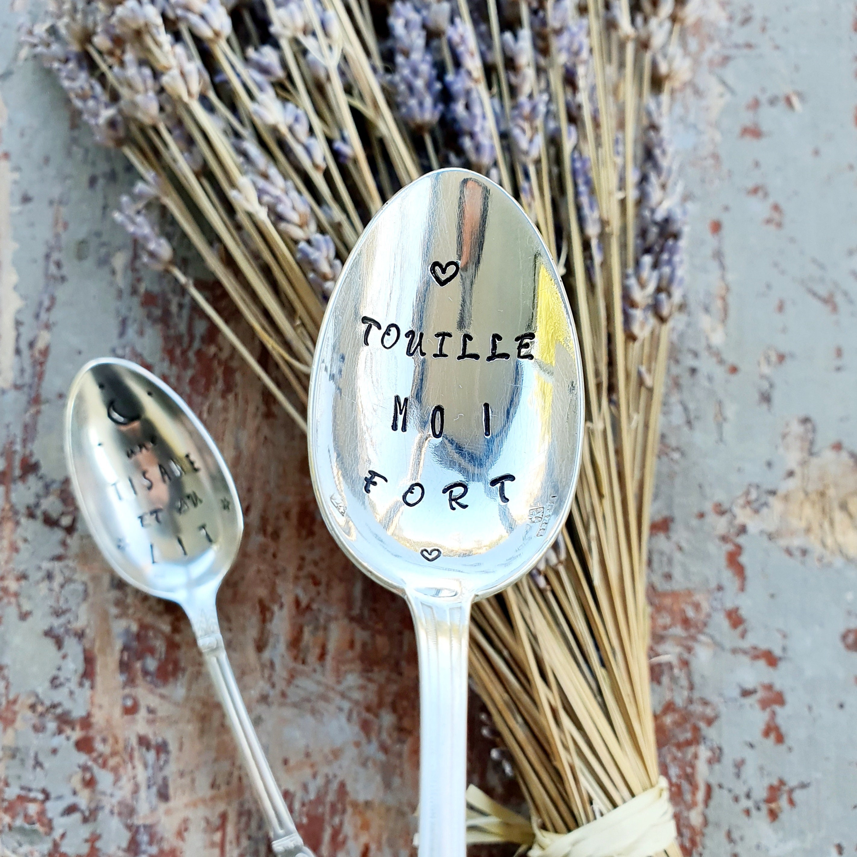 Cuillère à Café Touille Moi Fort - Petite Cuillère Vintage Gravé Idée Cadeau Amoureux Saint Valentin
