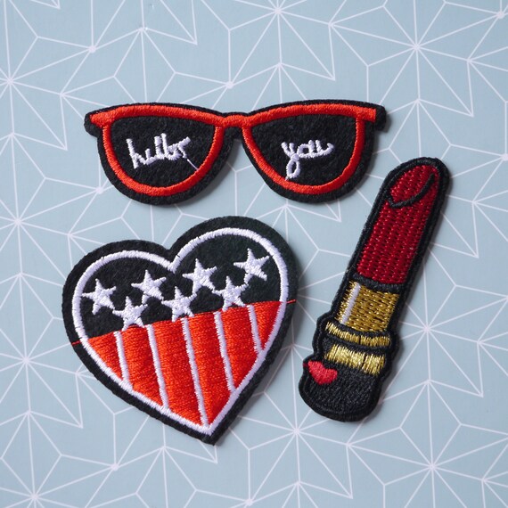 Écusson patche rouge à lèvre patch décoratif pour vêtements thermocollant