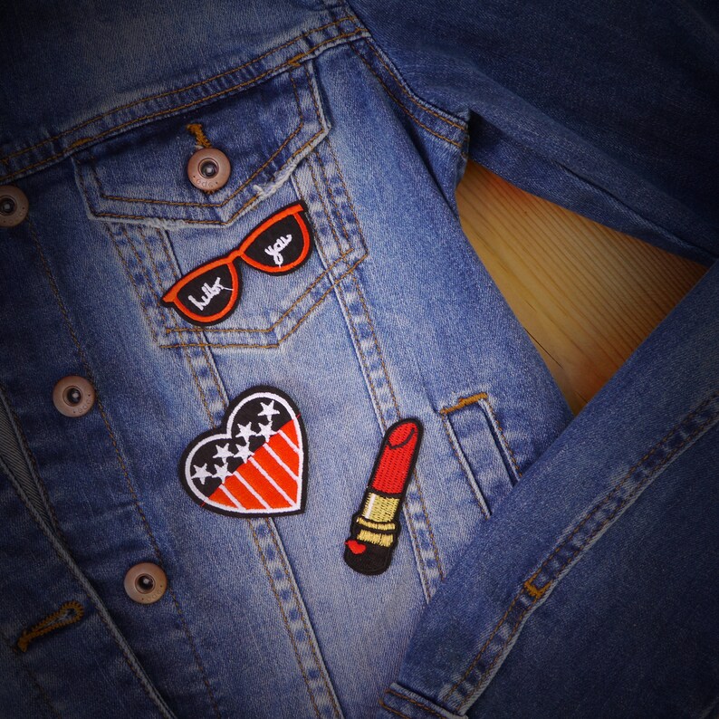 Patch Thermocollant Cœur Chic Rayures Multicolores - Applique Décorative, Neuf, Fabriqué En France
