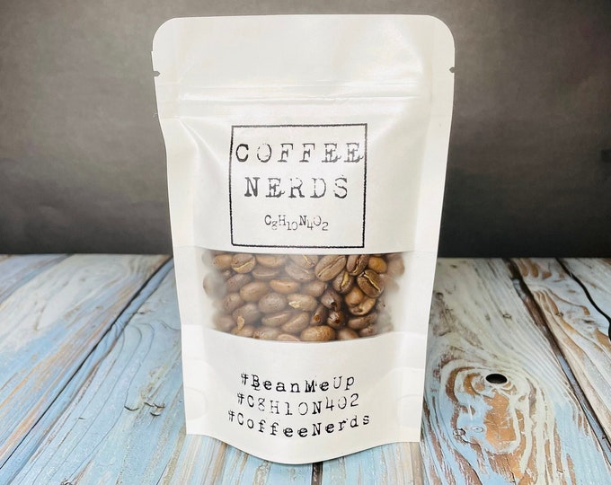 CoffeeNerds • Micro Roasted Artisan Coffee • 100% Arabica Coffee • Choose Coffee Bean Variety • 2 oz Kraft Pouch