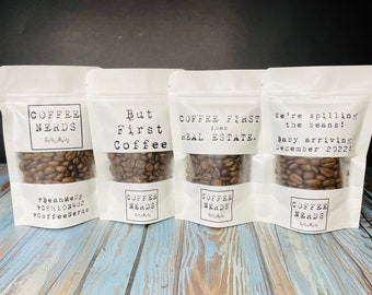 Personalized CoffeeNerds • 4 Pack Micro Roasted Coffee Sampler • Best Gourmet Coffee Gift • Men Foodie Gift • Housewarming • C8H10N4O2