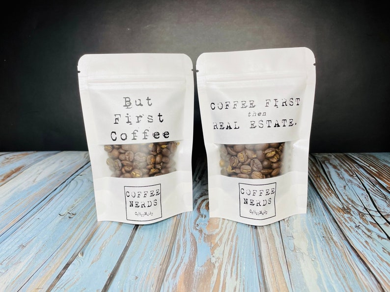 Personalized CoffeeNerds Choose 2 Sampler Pack Micro Roasted Coffee Gift Host Her or Him Roasted Coffee Wedding C8H10N4O2 image 2