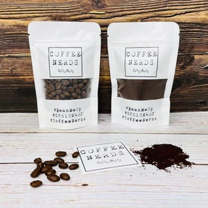 Personalized CoffeeNerds Choose 2 Sampler Pack Micro Roasted Coffee Gift Host Her or Him Roasted Coffee Wedding C8H10N4O2 image 5