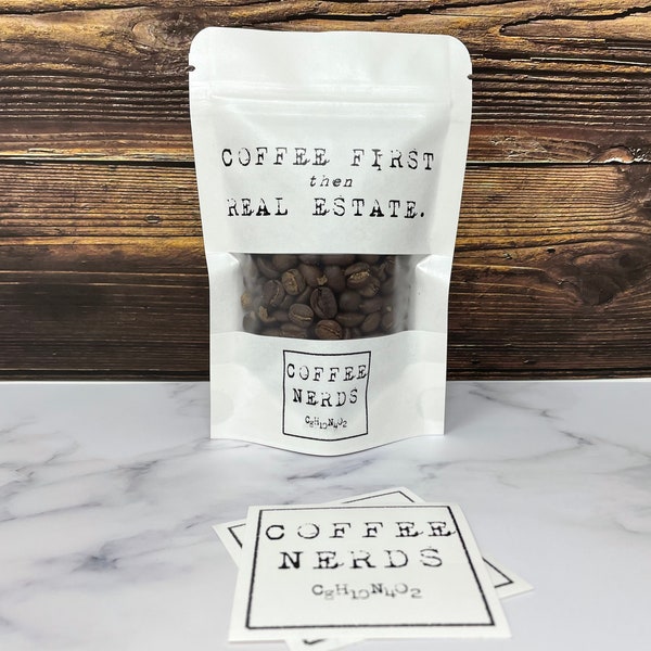 Personalized CoffeeNerds Gift or Wedding Favor • Micro Roasted Coffee Sampler • Gourmet Coffee • Coffee Lover • C8H10N4O2