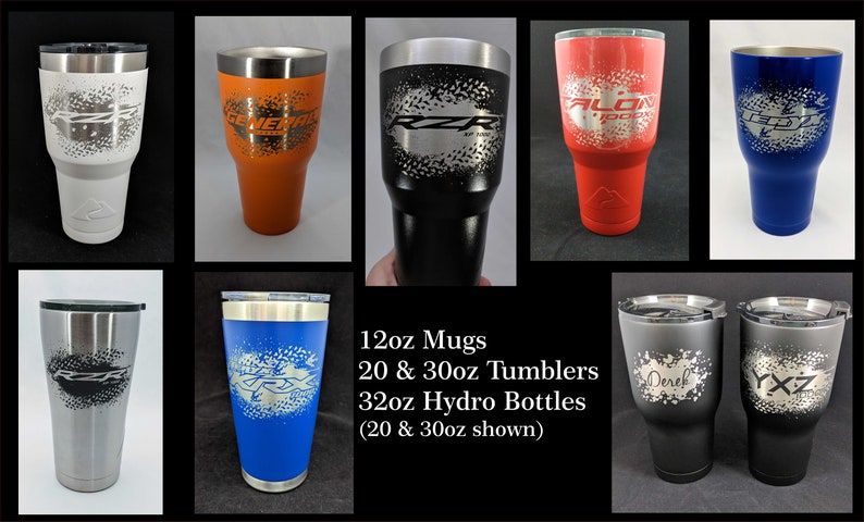 Personalized Laser Etched Side by Side 20oz or 30oz tumbler Maverick, Talon, Rzr, Teryx KRX, YXZ, General SxS or ATV cup image 1