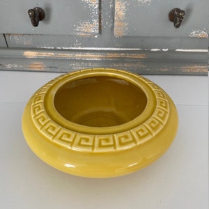 McCoy USA Pottery Yellow Bowl Planter Crestwood Line Greek Key Design