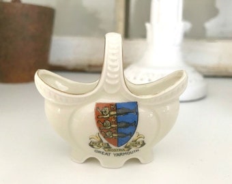 Great Yarmouth Souvenir Porcelain Basket Vintage Norfolk England