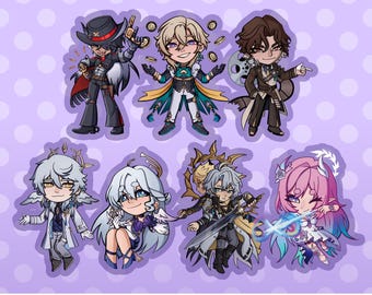 Dwustronne breloki akrylowe HSR Boothill - Awenturyn - Niedziela - Robin - Pan Reca - Cyrena