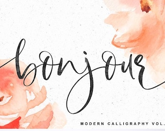 Calligraphy Font, Modern Calligraphy, Brush lettering, Wedding Font, Invitation Font, Script Font, Digital Download, Font, Bonjour font
