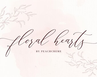 Calligraphy Font, Modern Calligraphy, Digital Fonts, Wedding Font, Invitation Font, Script Font, Digital Download, Font, Floral Hearts Font