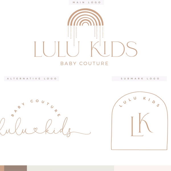 Macrame Kids Couture Branding Kit, Baby Boutique Logo, Cute Baby Logo Design, Petite Boho Logo, Watermark Cute logo Cute Baby shop Logo Set