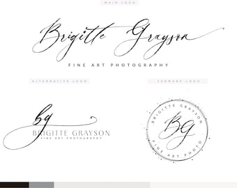 Fine Art Logo Branding Kit, Calligraphy Logo Design, Photography Logo, Premade Logo, Boutique Logo, Watermark stamp Feminine logo, Blog Logo