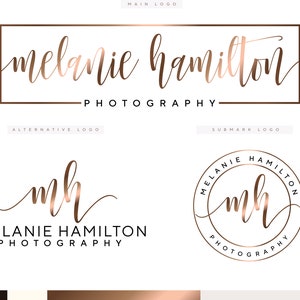 Logo Design, Photography Logo, Rose Gold Logo, Calligraphy Logo Design, Boutique Logo, Watermark stamp, Business Logo, Calligraphy Logo set