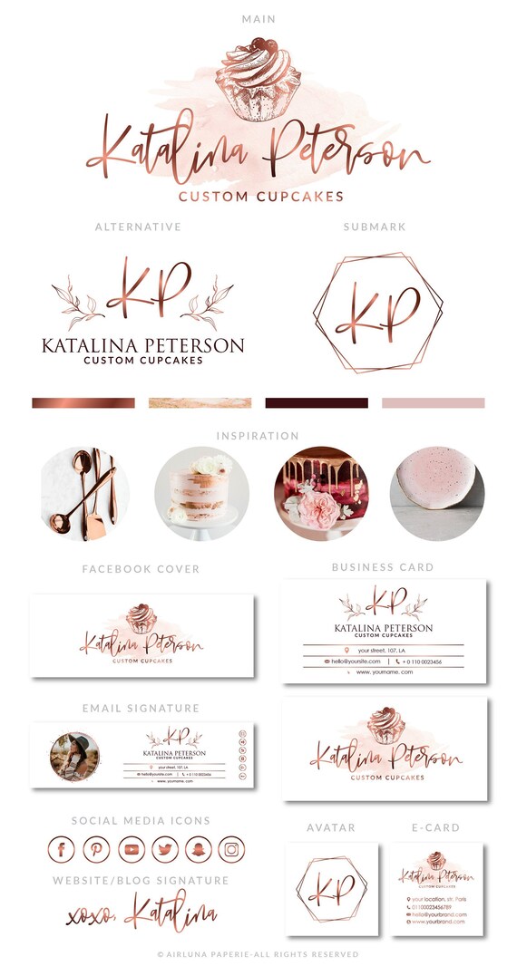 Cupcake Logo Bakery Logo Design Bakery Logo Cake Logo Etsy