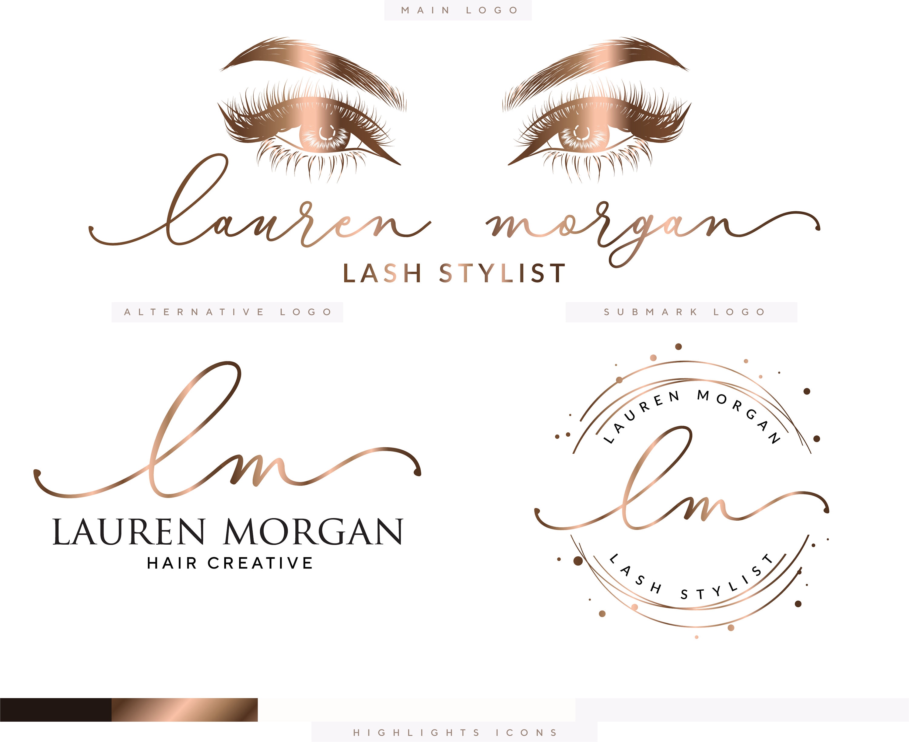 Rose Gold Lash Logo Lash Extension Logo Wink Logo Premade Etsy.de