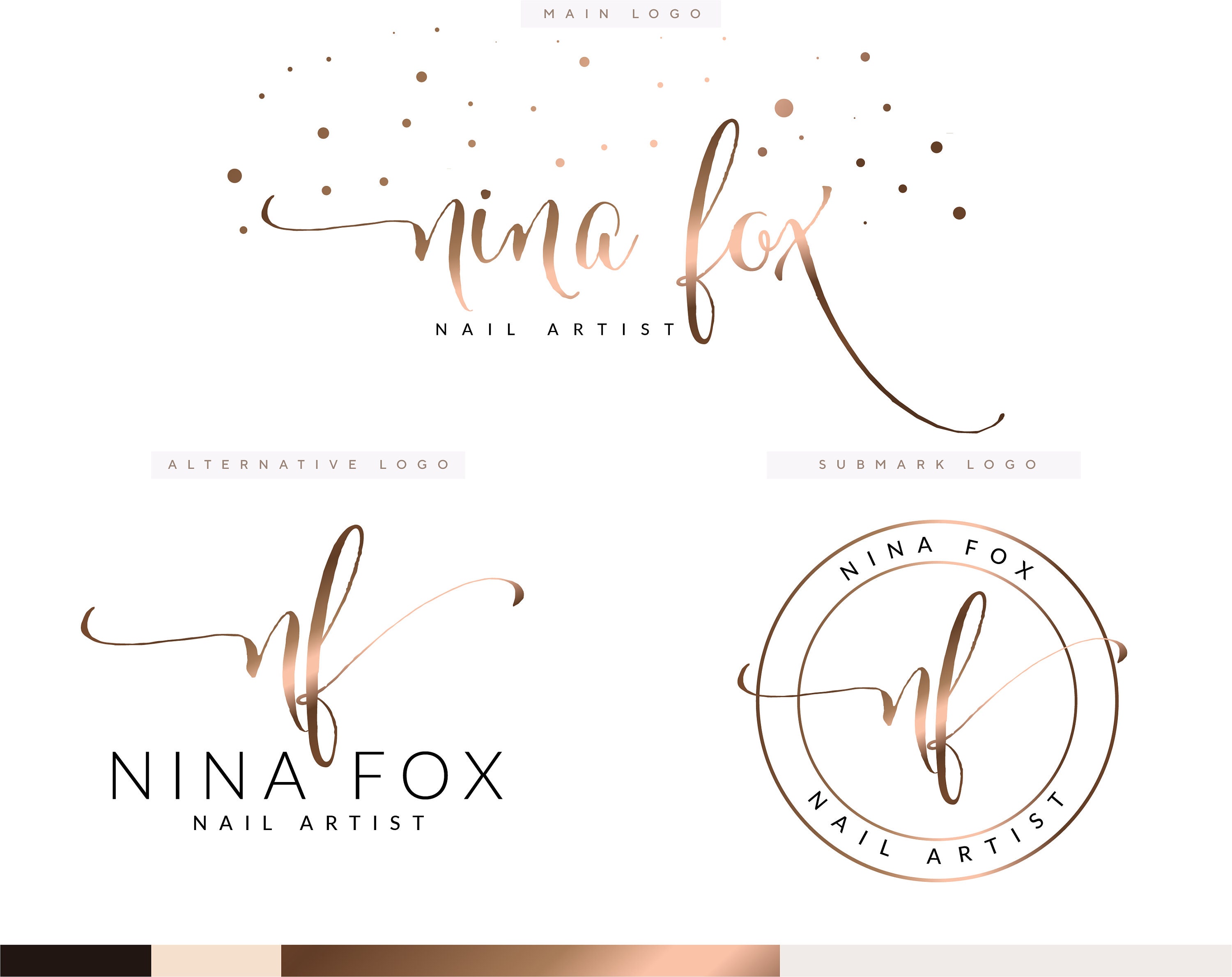 Rose Gold Nail Logo Design Nail Extension Logo Makeup Logo Etsy Hong Kong