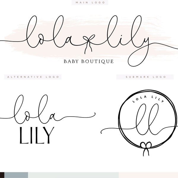 Baby Boutique Branding Kit, Photography Logo, Premade calligraphy Logo Design, Boutique Logo, Watermark Cute logo, Hygge logo Baby shop logo