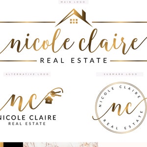 Real Estate Logo Design, House Key Logo, Luxury House Logo Design, Real Estate Branding kit, Key logo, Key Branding Package, Hotel Logo set image 1