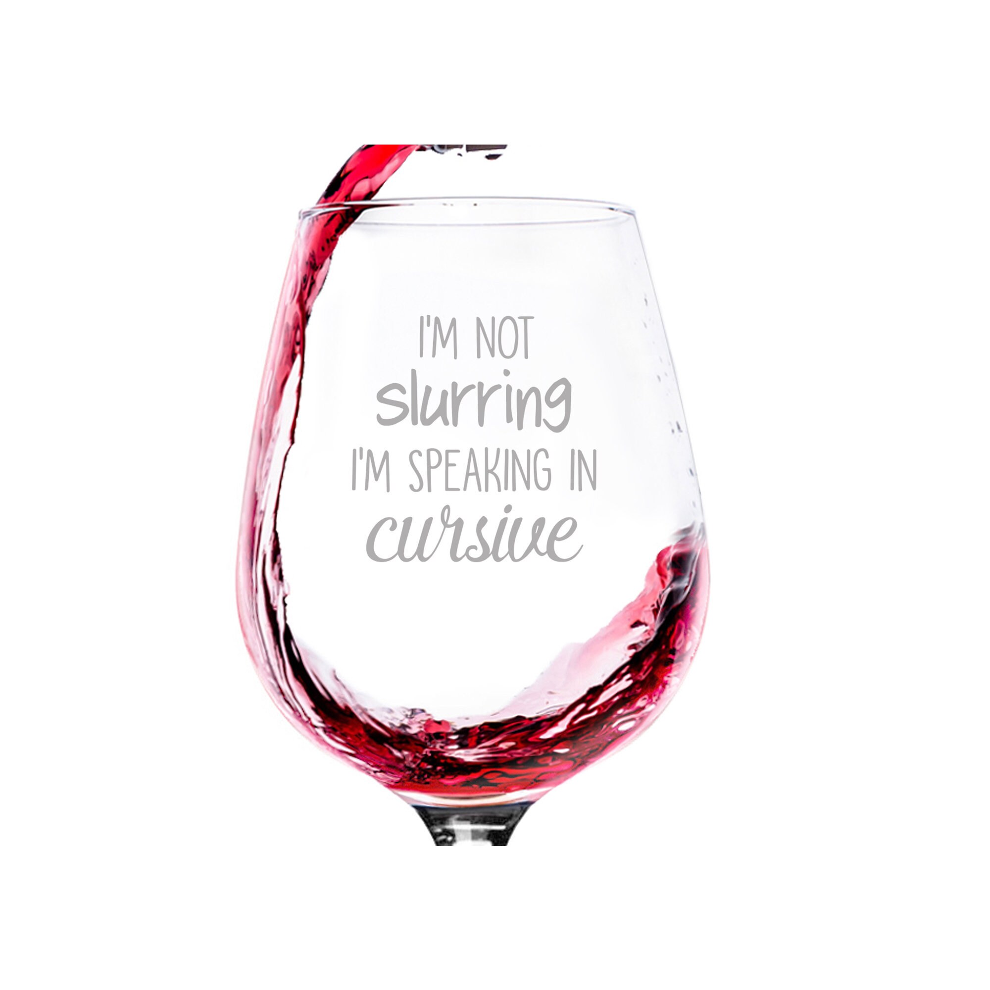 Speaking In Cursive Funny Wine Glass Best Wine Gifts for Etsy