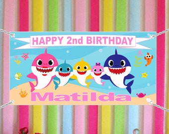 Baby Shark Birthday Backdrop Etsy