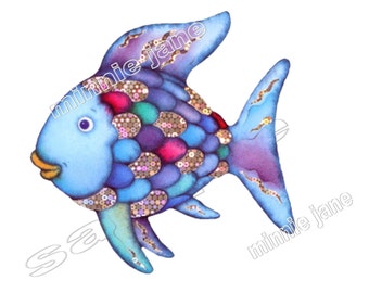 rainbow fish poster etsy