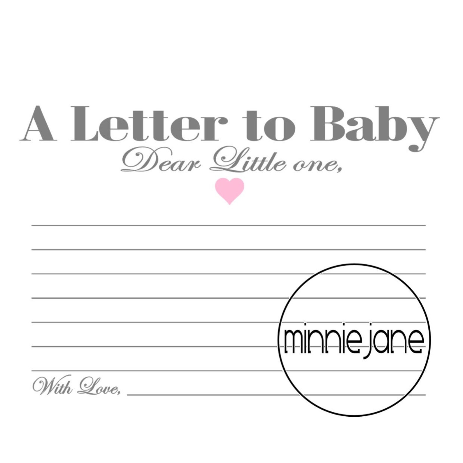Baby Shower A Letter for Baby Baby Wish Cards Advice for Etsy