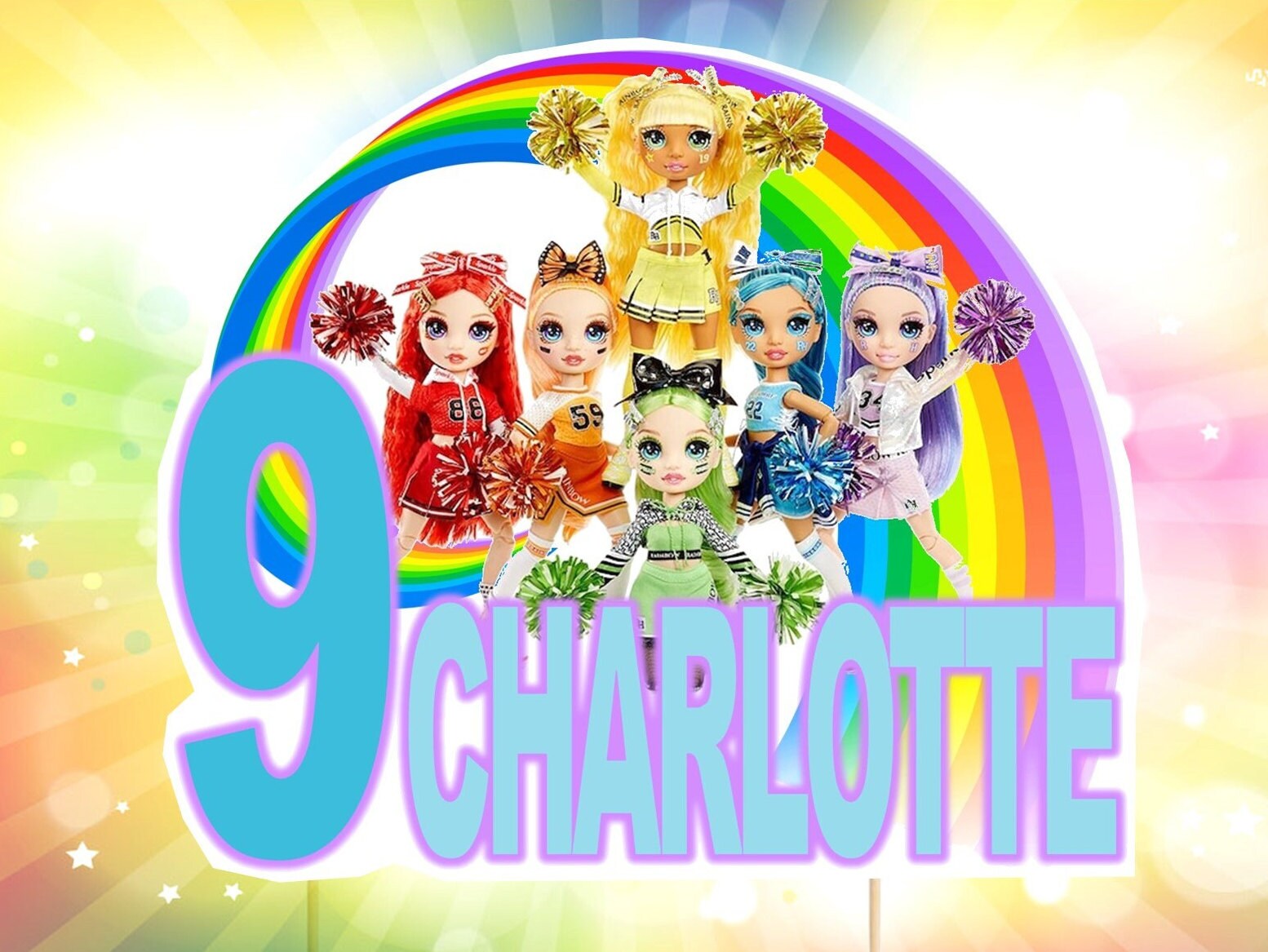 Rainbow High Cake Topper Personalised Kids Party Decoration Etsy