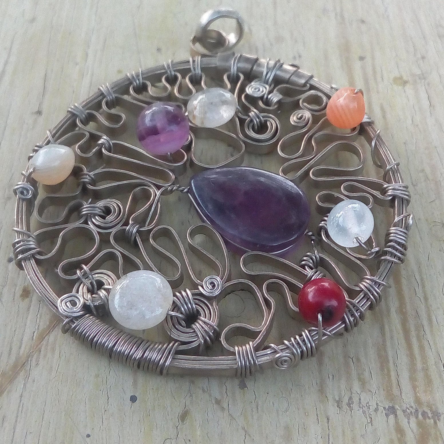 AMATHIST NECKALE Unique Piece with Rutilated Quartz White - Etsy