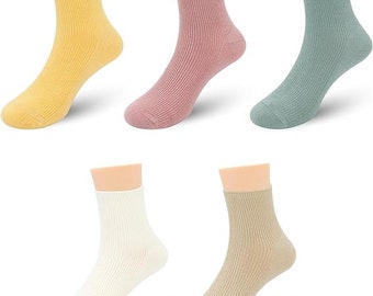 Bamboo Stretch Kids Ankle Seamless School Kids Crew Socks Breathable Boy Girl 5 Pairs