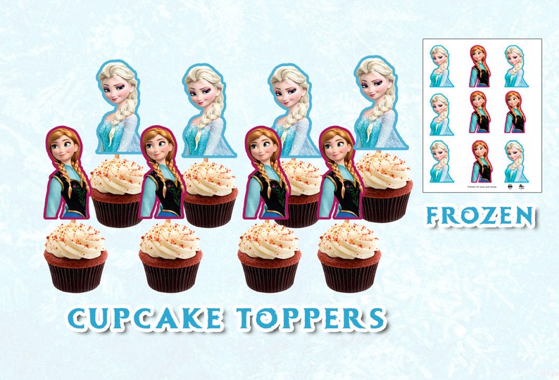 Frozen cupcake toppers . Elsa and Anna Frozen printables | Etsy