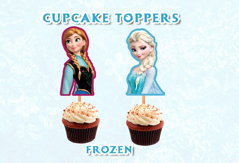 Frozen Cupcake Toppers . Elsa and Anna Frozen Printables | Etsy