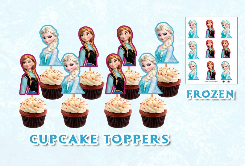 Frozen Cupcake Toppers . Elsa and Anna Frozen Printables Etsy