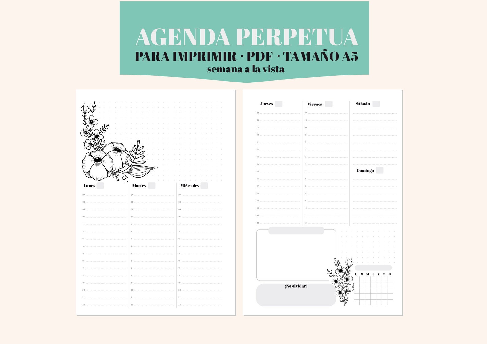 Agenda calendario perpetua: Imprime y organiza tus días