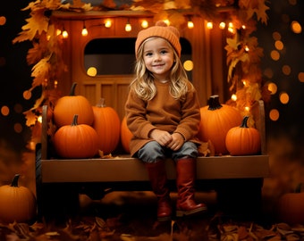 Halloween Digital Backdrop, pumpkins,  Child Photo, Baby Photography, Portrait, Mysterious Exploration, Halloween path, Halloween lights