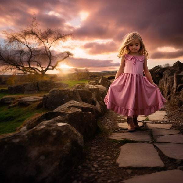 Stone Path, Tree, Cloudy Ambiance, Digital Background, Child Photo, Portrait, Nature Drama, Overcast Day, Backdrop, Instant Download