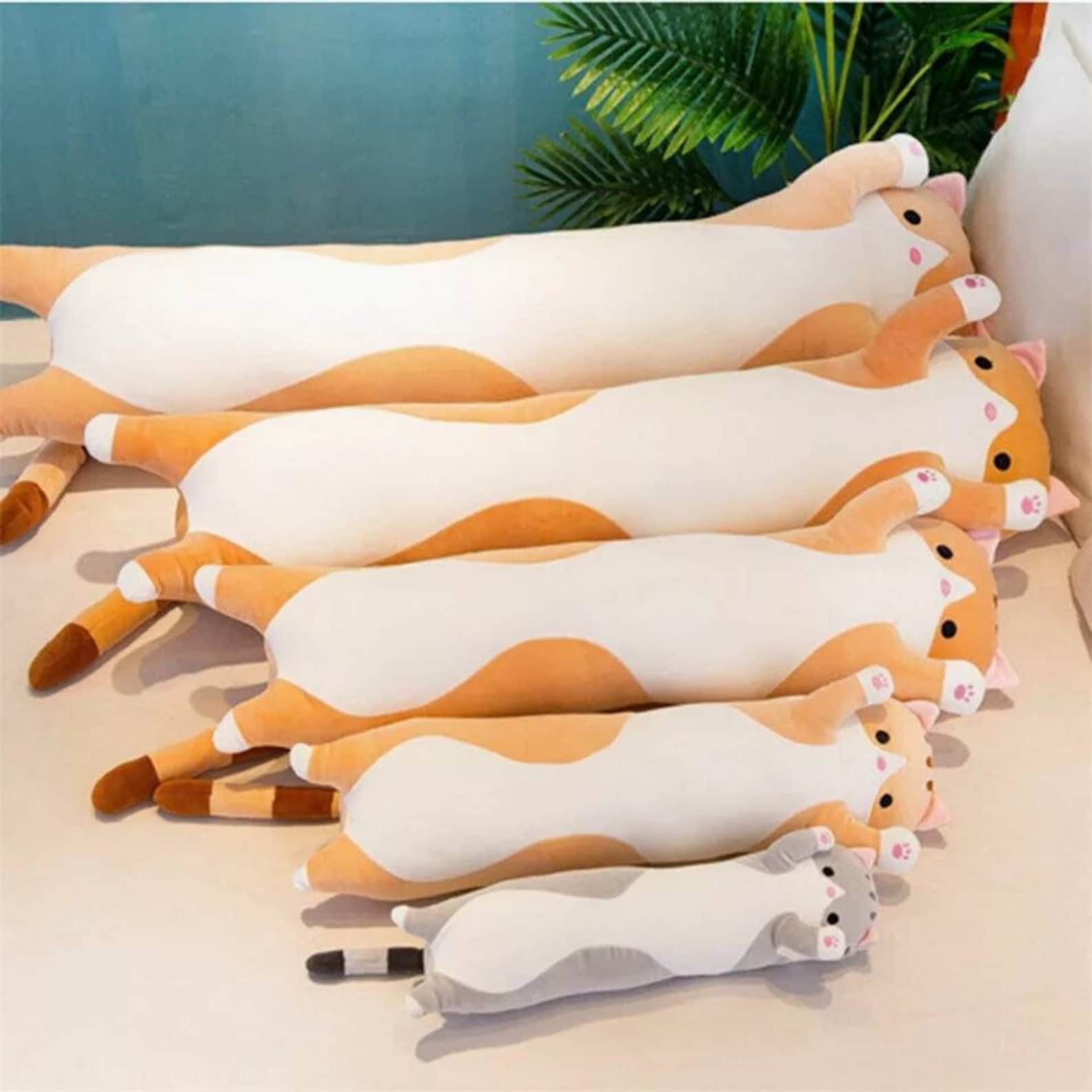 Long Cat Body Pillow Kawaii Cat Stuffed Animal Large Cat Plush Etsy