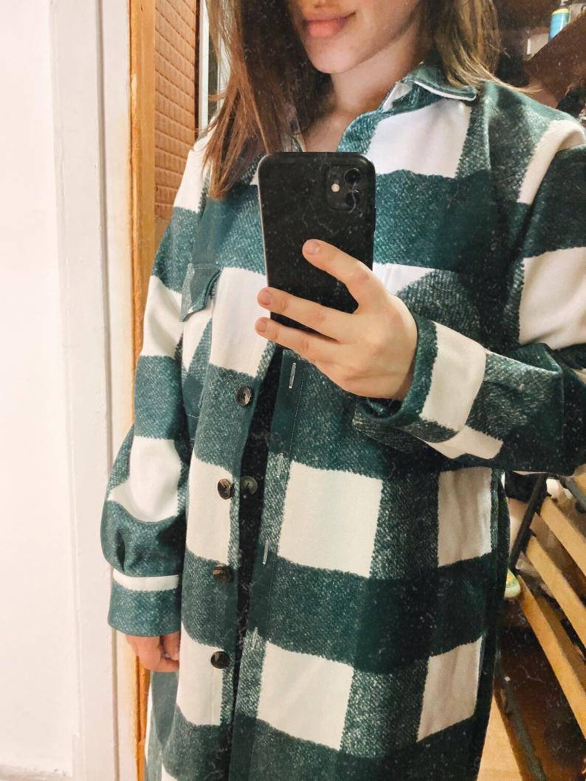 green checked overshirt