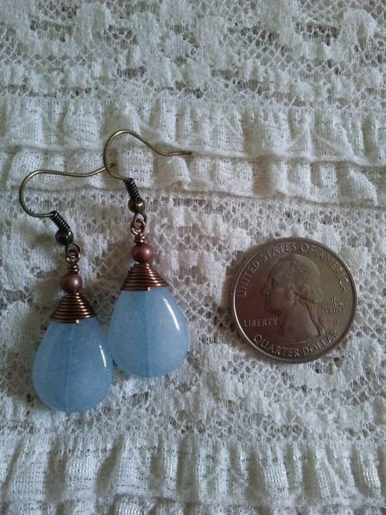 Blue Boho Earrings Blue Stone Earrings Blue Dangle Earrings Native Earrings Copper Earrings Raw Crystal Earrings Quartz Earrings