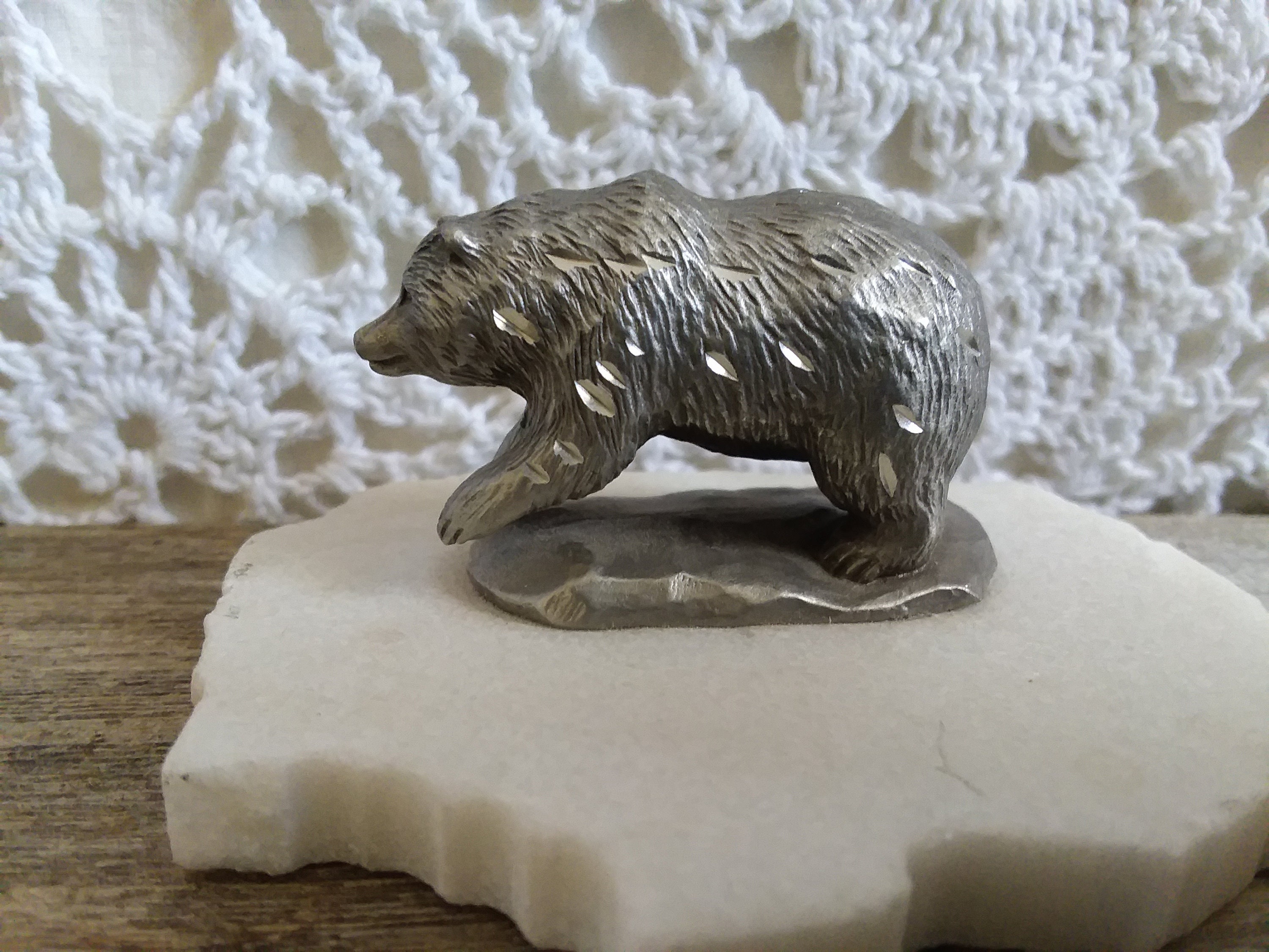 Bear Figurine Bear Decor Silver Bear Silver Figurine Etsy