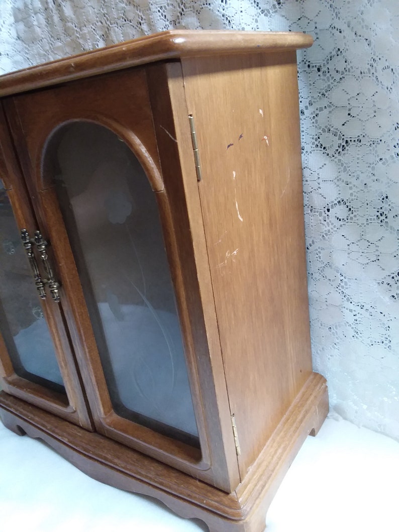 Wood Jewelry Box Small Cabinet Small Armoire Jewelry Organizer Vintage Armoire Large Wood Box Large Jewelry Box Vintage Cabinet